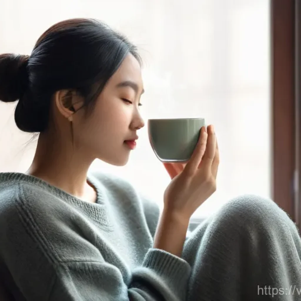 자기연민 역경에서도 포기하지 않기 - **Prompt 1: Embracing Self-Kindness in a Quiet Moment**
A realistic, serene image of a young Vie...