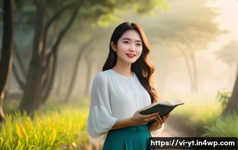 역경 극복에 도움이 되는 긍정적인 책 추천 - **Prompt:** A young Vietnamese woman, no older than 25, stands confidently on a path emerging from a...