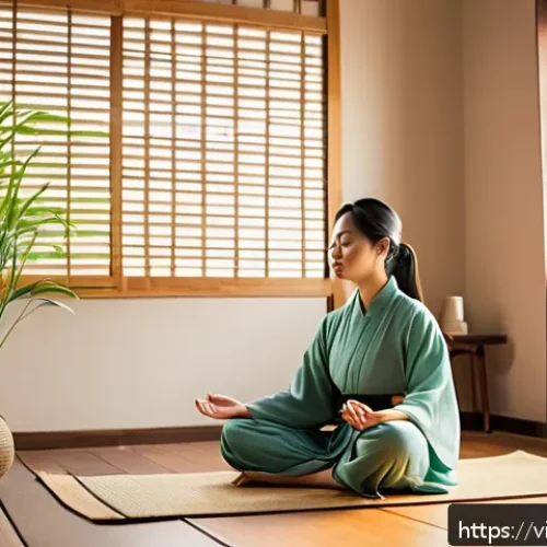 Home 22 역경 후 긍정적 변화를 위한 루틴 만들기 - A serene early morning scene featuring a Vietnamese woman waking up at dawn in a minimalist bedroom ...